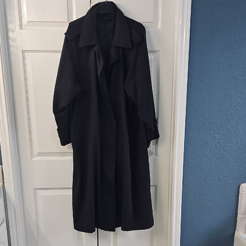 Towne London Fog Classic Black Trench Coat 14 PET